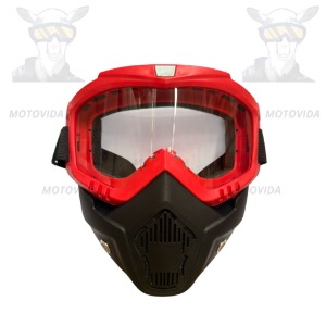 Gafa trasparente con protector de cara rojo