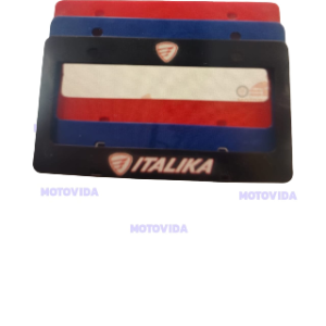 Porta placa plastico Italika negro/rojo/azul
