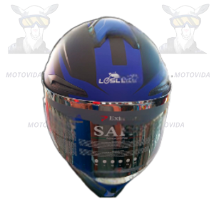 Casco redondo con colita negro con azul matte JH-803 Lobos vicera trasparente Talla XL