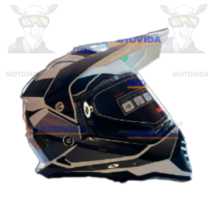 Casco doble vicera mod-902 blanco con negro talla L