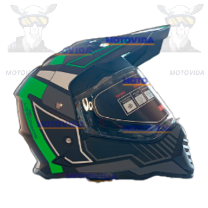 Casco doble vicera mod-902 negro con verde talla XL