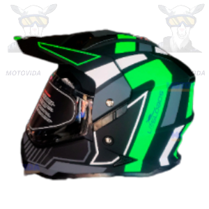 Casco doble vicera mod-902 negro con verde talla L