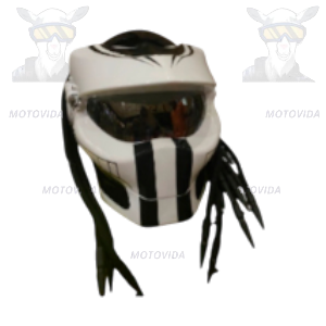 Casco con peluca blanco