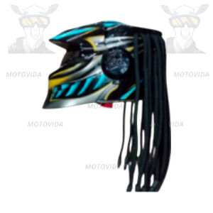 Casco con peluca azul