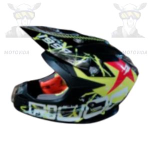 Casco supercross negro amarillo estrella roja