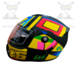 Casco modular negro/rosado/amarillo 46