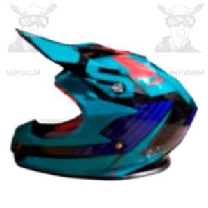 Casco supercross verde menta con negro rojo azul