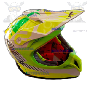 Casco supercross blanco con amarillo verde