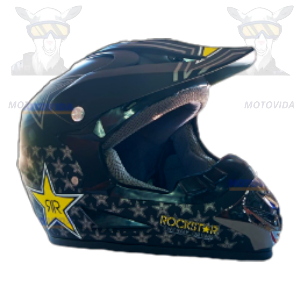 Casco cross unico negro rockstar