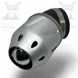 Filtro de aire intec con forro metal gris/cromado 45MM