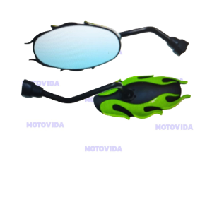 Kit de espejos redondos con llama verde